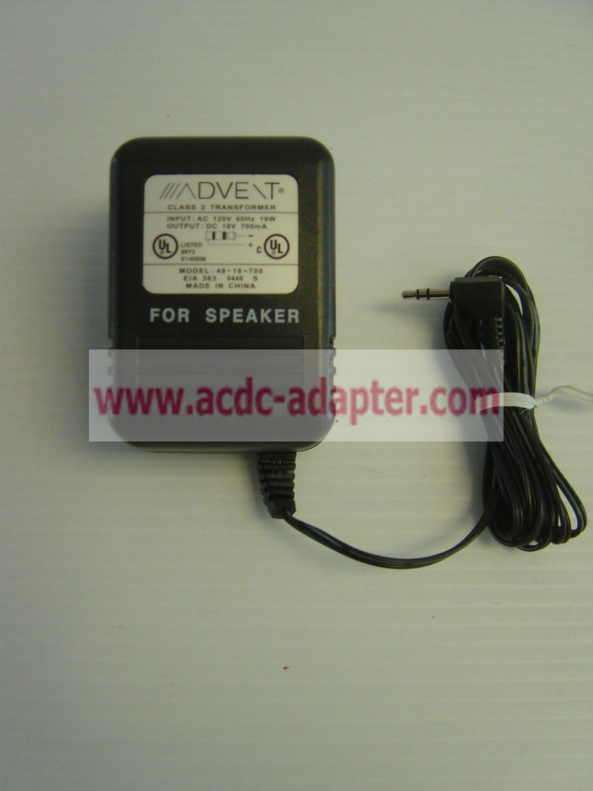 New Advent 48-18-700 18V 700mA POWER SUPPLY ADAPTER Subwoofer 3.5MM transformer ch